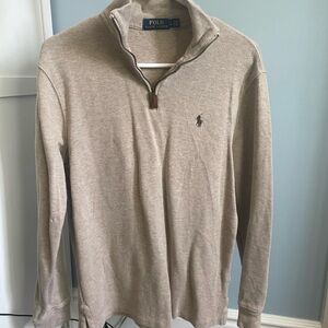 Unisex Men’s Beige Sweater polo Ralph Lauren zip preppy vintage style